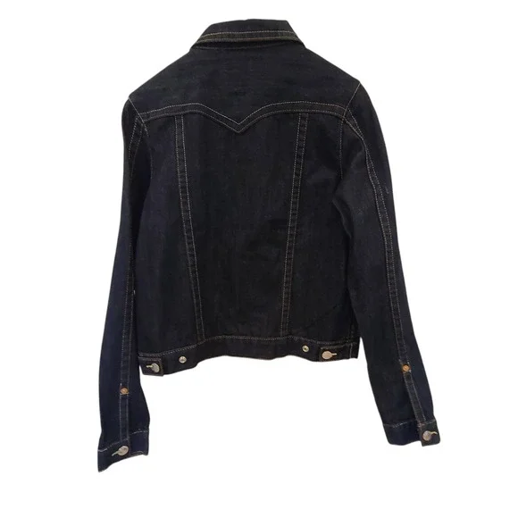 True Religion Jacket Womens XL Dark‎ Wash Jimmy Denim Trucker Flap Pockets - Picture 6 of 10